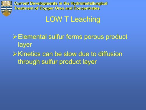 Current Developments in the Hydrometallurgical Treatment of ...