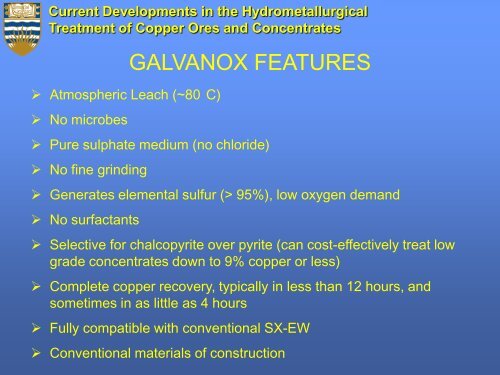 Current Developments in the Hydrometallurgical Treatment of ...