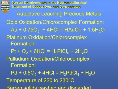 Current Developments in the Hydrometallurgical Treatment of ...