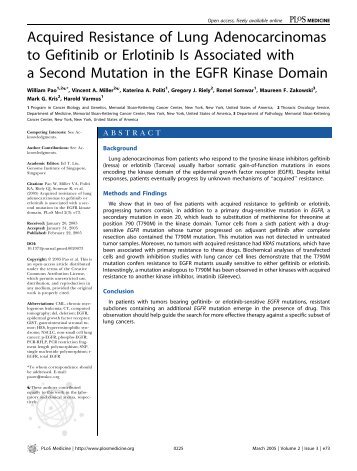 Acquired Resistance of Lung Adenocarcinomas to ... - Science Stage