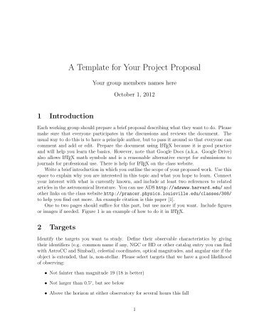 How to write a project proposal in LaTeX (pdf file)