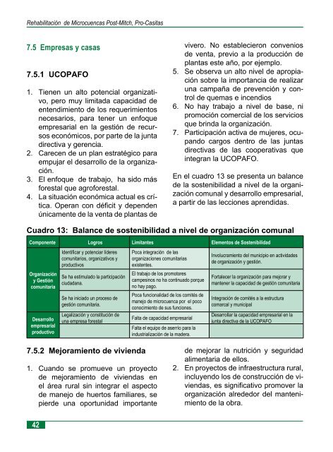 rehabilitacion de microcuencas post mitch - magfor