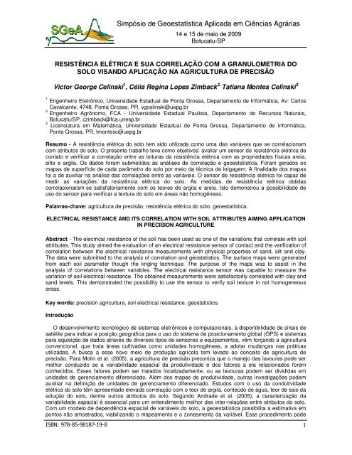 Aplicação da Geoestatística em Ciências Agrarias