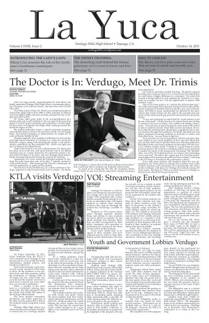 The Doctor is In: Verdugo, Meet Dr. Trimis - Verdugo Hills High School