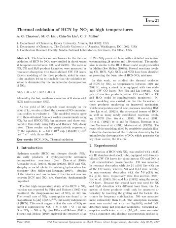 Thermal oxidation of HCN by NO$_2$ at high ... - Chemistry