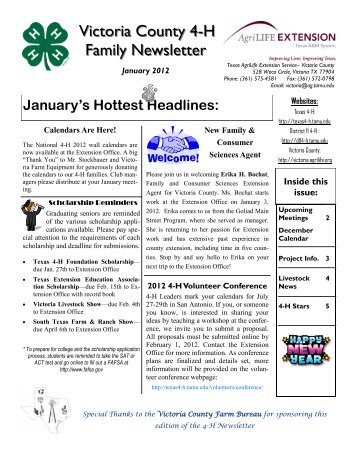 Victoria County 4-H Family Newsletter - Texas A&M AgriLife