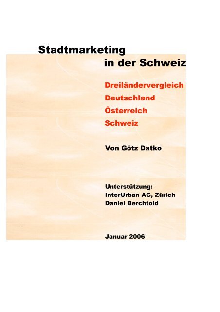 Stadtmarketing in der Schweiz - SVSM - Schweizerische ...