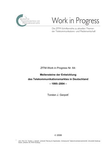 ZfTM-Work in Progress Nr. 64: Meilensteine der Entwicklung des ...