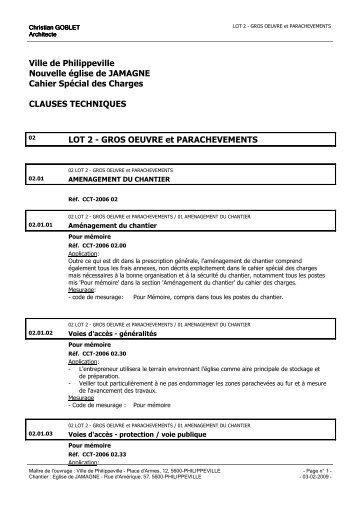 Clauses techniques LOT 2 - GROS OEUVRE - Microconstruct.be