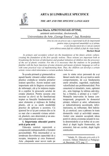 arta Åi limbajele specifice / the art and the specific languages
