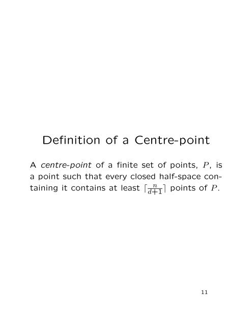 Helly's Theorem and Centre Point