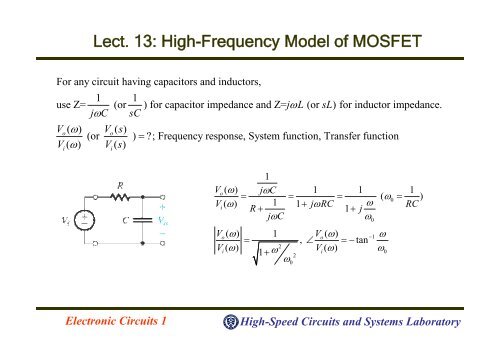 Lect. 13: High-Frequency Model of MOSFET (4.8)