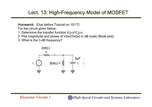 Lect. 13: High-Frequency Model of MOSFET (4.8)
