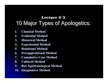 10 Major Types of Apologetics: