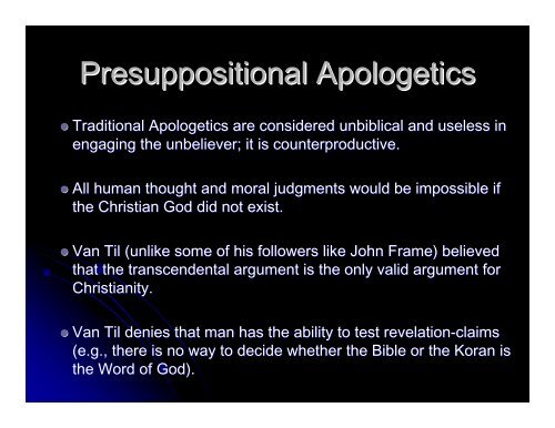 10 Major Types of Apologetics: