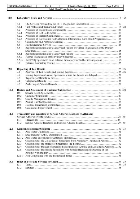 Primary Specimen & User Manual - Irish Blood Transfusion Service