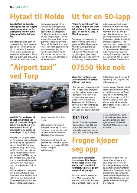 TAXI nr. 5/12 - Norges Taxiforbund