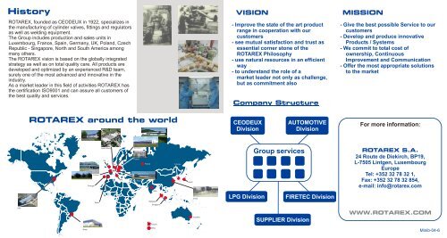 Rotarex Brochure Fittings Valves Regulators