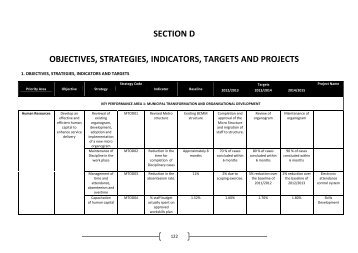 Objectives, Strategies, Indicators and targets - Buffalo City