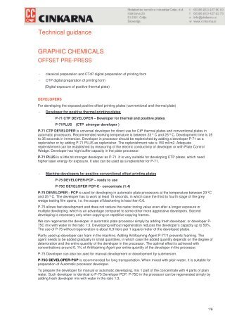 Technical guidance GRAPHIC CHEMICALS