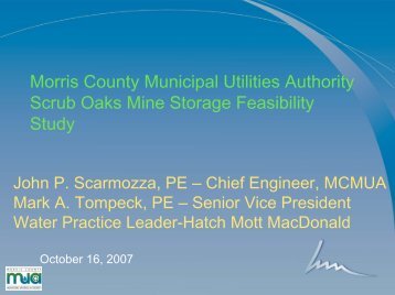 Morris County Municipal Utilities Authority Scrub Oaks Mine Storage ...