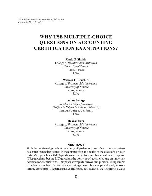 Why use multiple-choice questions on accounting - Bryant