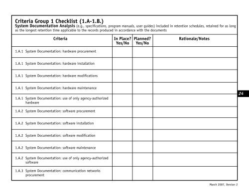 PART 3: Criteria Group Checklists - Records Management