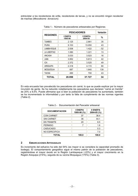 Segunda encuesta estructural en el litoral peruano - Imarpe