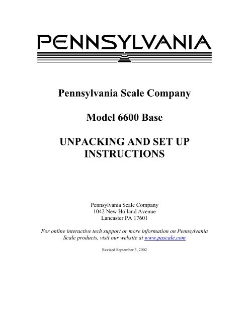 PDF of 6600 User Manual - Pennsylvania Scale Company