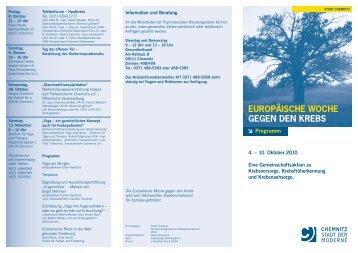 EURopäischE WochE GEGEn dEn KREbs - Chemnitz