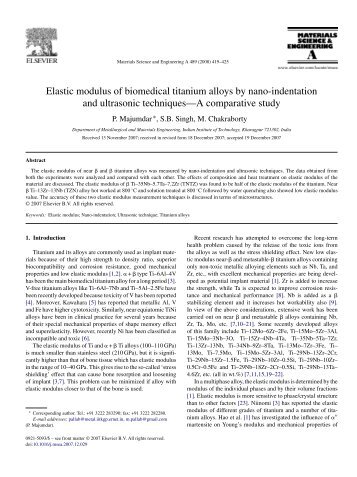 Elastic modulus of biomedical titanium alloys by nano ... - Sistemas