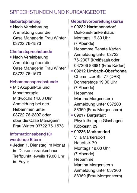 Broschüre für werdende Eltern - Diakoniekrankenhaus Chemnitzer ...