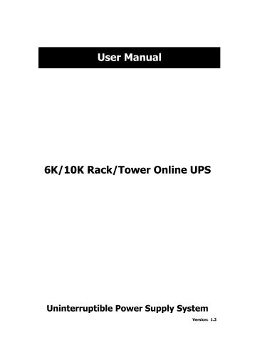 6K/10K Rack/Tower Online UPS User Manual - Voltron
