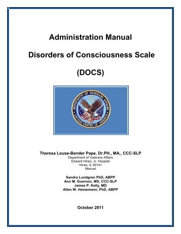 Administration Manual Disorders of Consciousness Scale ... - QUERI