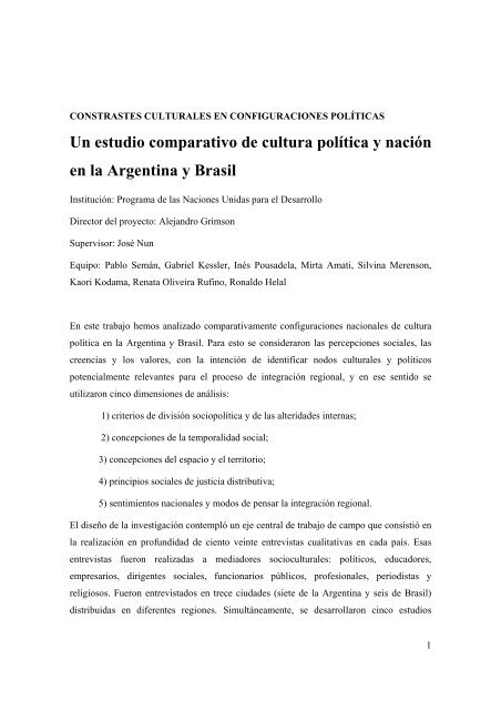 Un estudio comparativo de cultura polÃ­tica y naciÃ³n en la Argentina ...