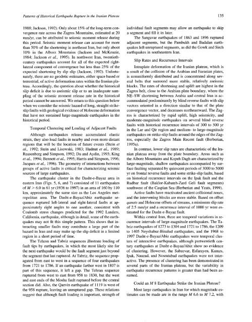 Patterns of Historical Earthquake Rupture in the Iranian Plateau