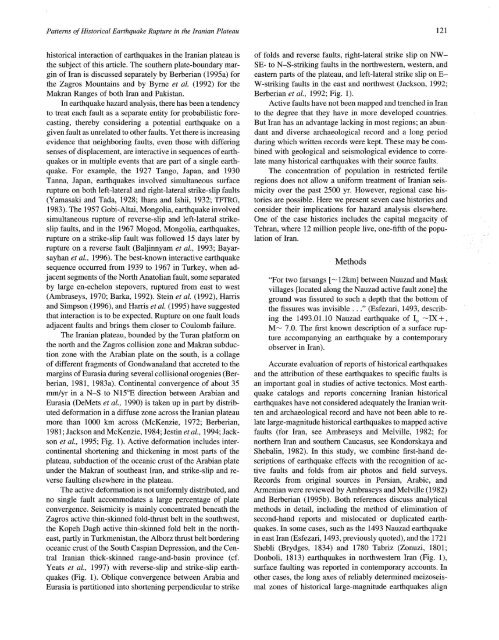 Patterns of Historical Earthquake Rupture in the Iranian Plateau