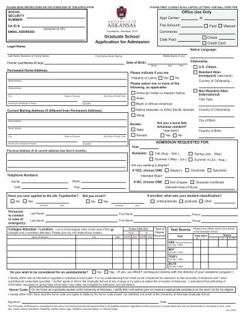 Application for Admission Form - The Graduate School - University ...