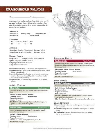 Dragonborn PalaDin - Wizards of the Coast