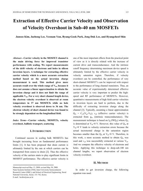 Extraction of Effective Carrier Velocity and Observation of ... - JSTS