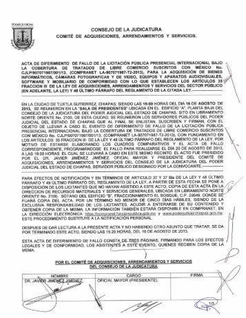 Acta de Diferimiento de Fallo. - Poder Judicial del Estado de Chiapas