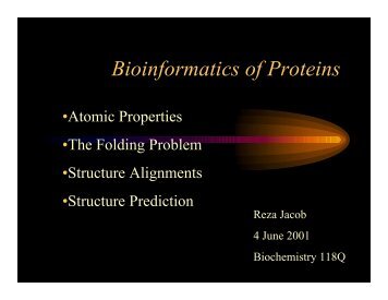 Bioinformatics of Proteins - Biochemistry 118