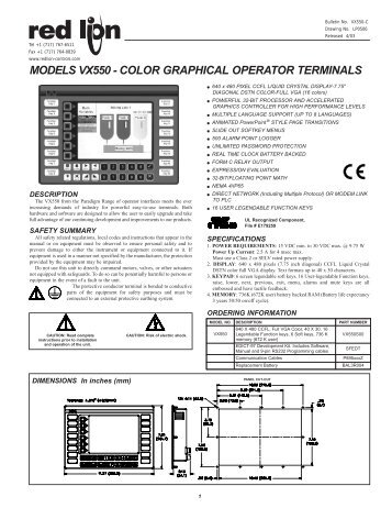 VX550S Data Sheet/Manual (Obsolete Product ... - Red Lion Controls