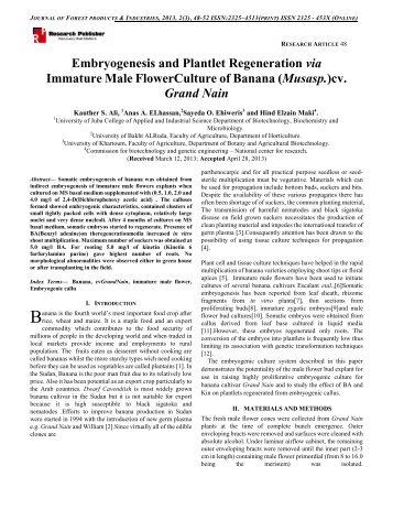 Embryogenesis and Plantlet Regeneration via Immature Male ...