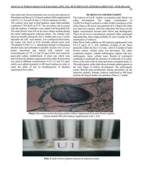 Embryogenesis and Plantlet Regeneration via Immature Male ...