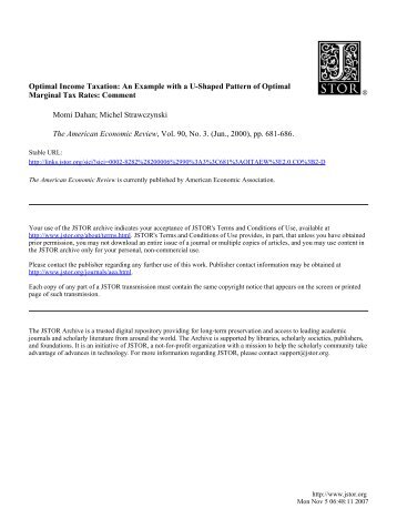 An Example with a U-Shaped Pattern of Optimal Marginal Tax Rates