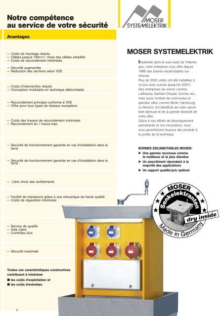 Bornes escamotables - Moser Systemelektrik