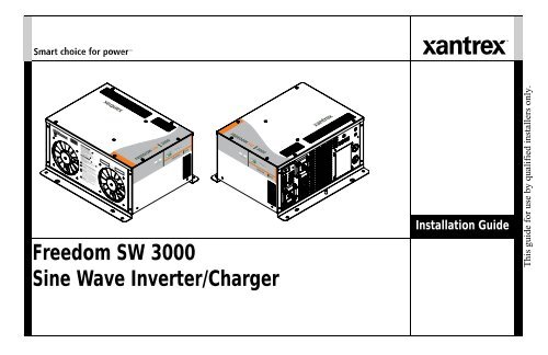 Freedom SW 3000 Sine Wave Inverter/Charger - Xantrex