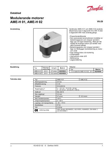 Modulerande motorer AME-H 01, AME-H 02