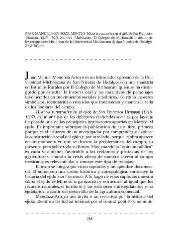 Sobre JUAN MANUEL MENDOZA ARROYO, Historia y ... - Tzintzun